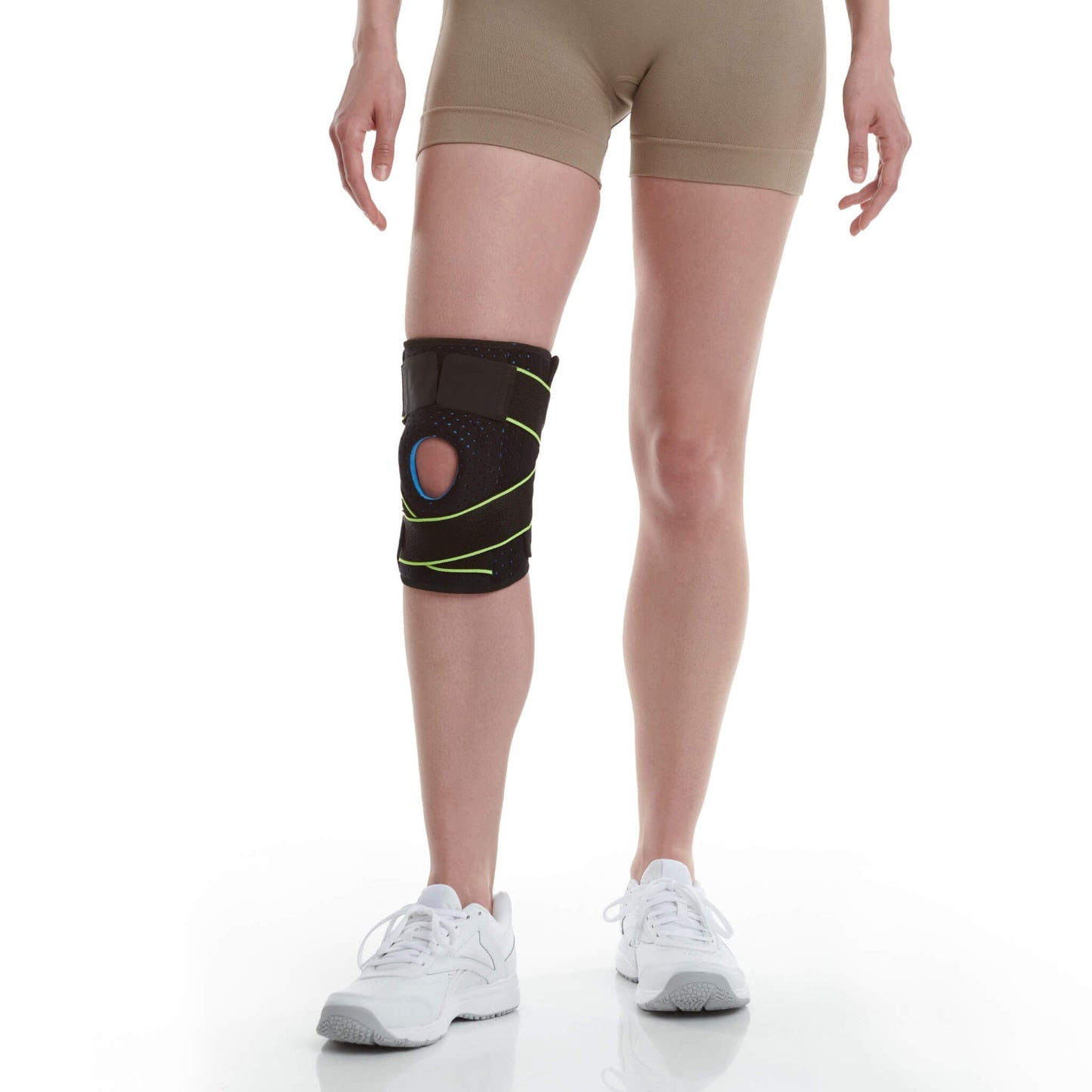 Knieorthese mit Stabilisatoren und Patella-Gelpolster