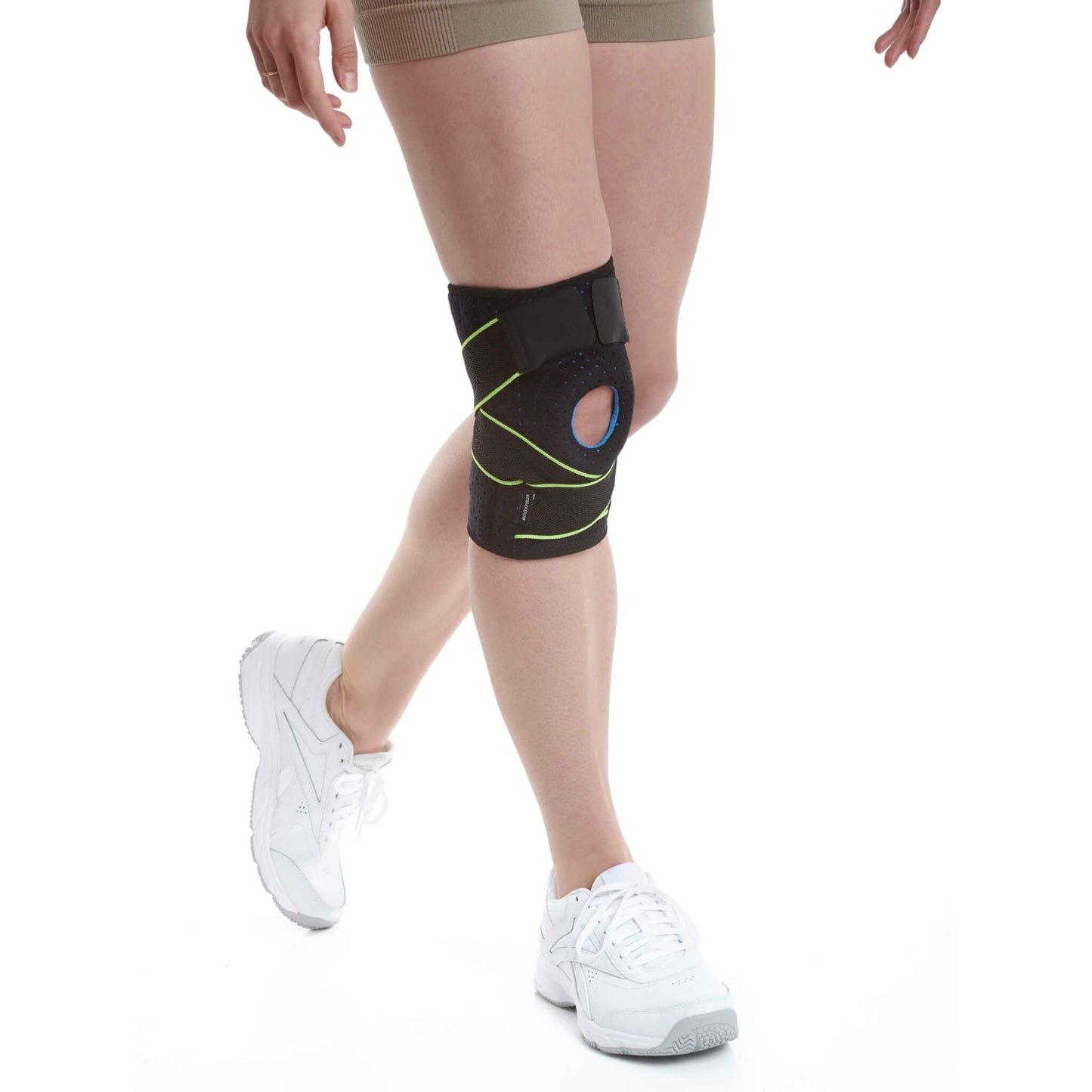 Knieorthese mit Stabilisatoren und Patella-Gelpolster